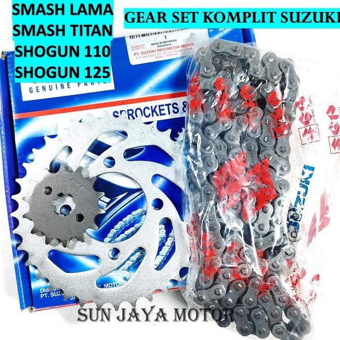 GEAR SET KOMPLIT + RANTAI SUZUKI SMASH - SHOGUN 110 - SHOGUN 125  - SMASH 110 MOTOR MOTORCYCLE