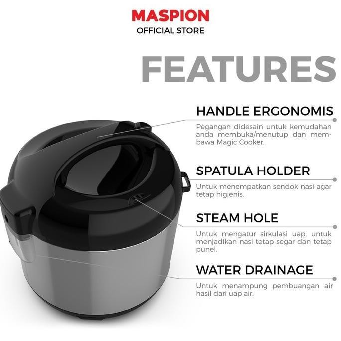 Sale Rice Cooker Maspion Mrj 0623 Bss Panci Stainless 0,6 Liter Magic Com Penanak Nasi Warmer Steame