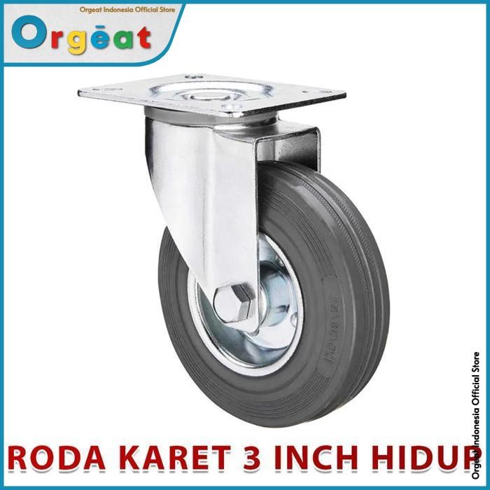 OGT - Roda Troli Gerobak Etalase Mesin Cuci 3 Inch Karet Ban Lemari Hidup Kulkas Caster