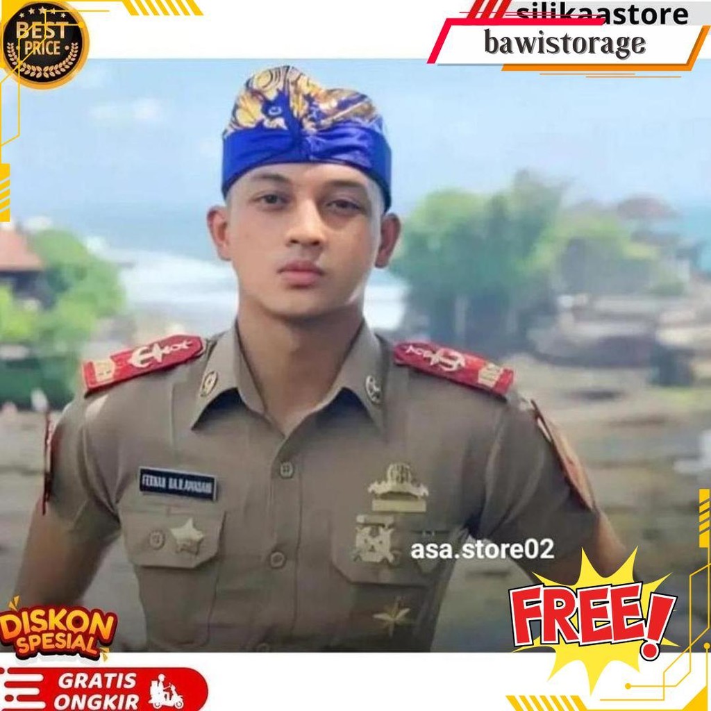 Udeng Bali Tradisional Prada Topi Adat Khas Bali Ikat Kepala Khas Bali Kotak-Kotak Karnaval Tari Ori