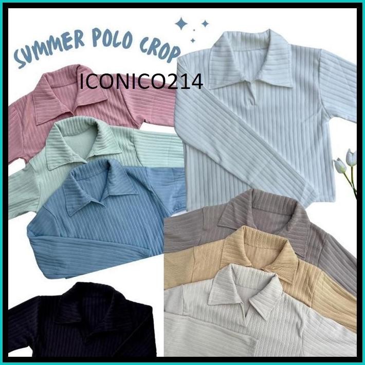 BLOUSE POLO KERAH TOP BAJU CROP BLOUSE / ATASAN BAJU WANITA HORNET KERAH