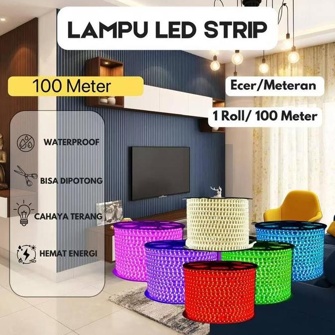[ Pplus ] Lampu Led Strip 5050 Lampu Hias / Free 5 Soket / Paket Lampu Led Strip Lengkap Tinggal Col