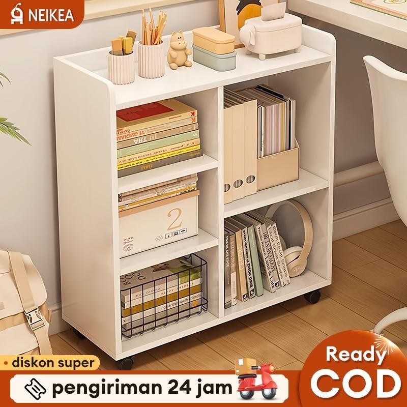dengan rodaRak Serbaguna Susun 5 Lemari Buku Serbaguna Lemari Buku  Susun Kayu Rak Buku Anak