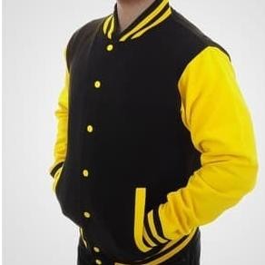 Jaket Baseball Varsity Hitam Kuning (Best Quality)