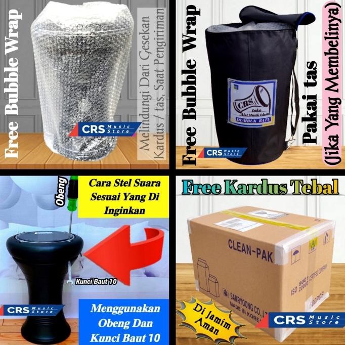 DARBUKA KAYU GENDANG 8 INCH HITAM DOF ROLLING PUTIH