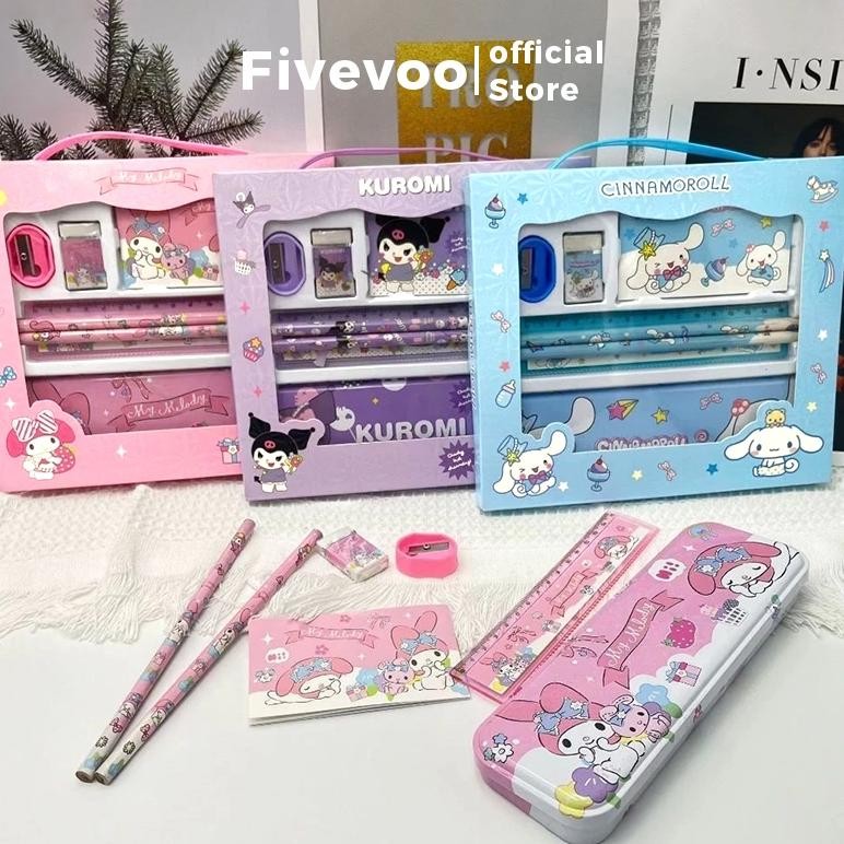 

FIVEVOO ALAT TULIS ANAK TK / KOTAK PENSIL ANAK SET / TEMPAT PENSIL ANAK PEREMPUAN SANRIO / KOTAK PENSIL KUROMI SQUI