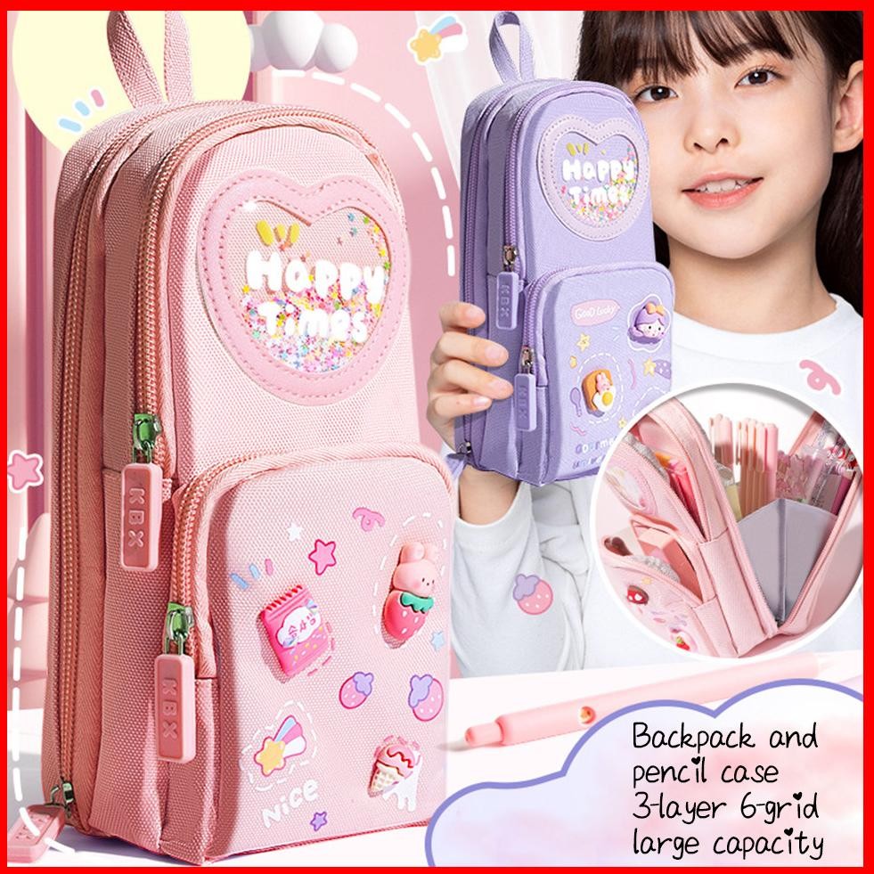 

KOTAK PENSIL ANAK SEKOLAH 6 RUANG / KAPASITAS BESAR PENCIL CASE / 3D ANAK PEREMPUAN LUCU BESAR