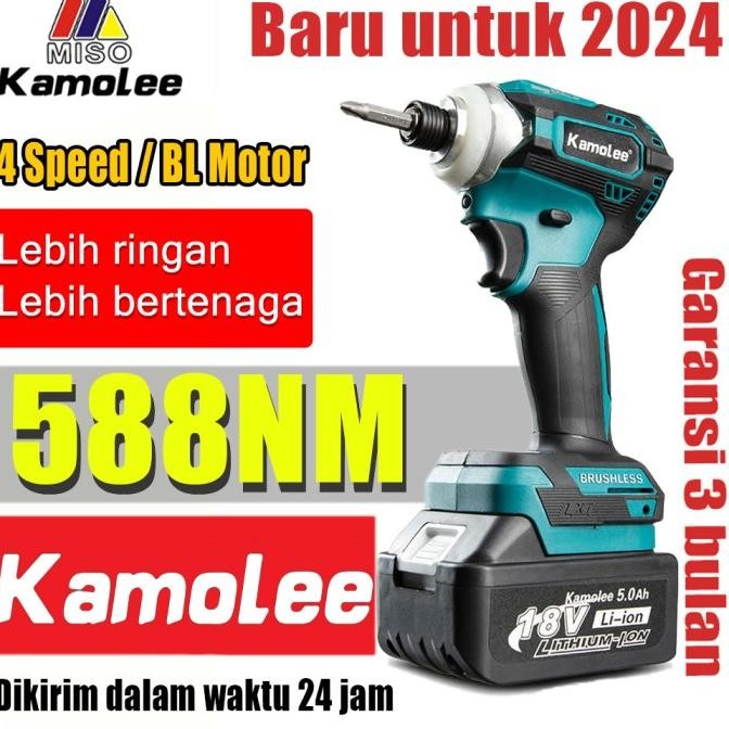 Kamolee Impact Driver 588Nm 4 Speed Brushless Obeng Elektrik murah