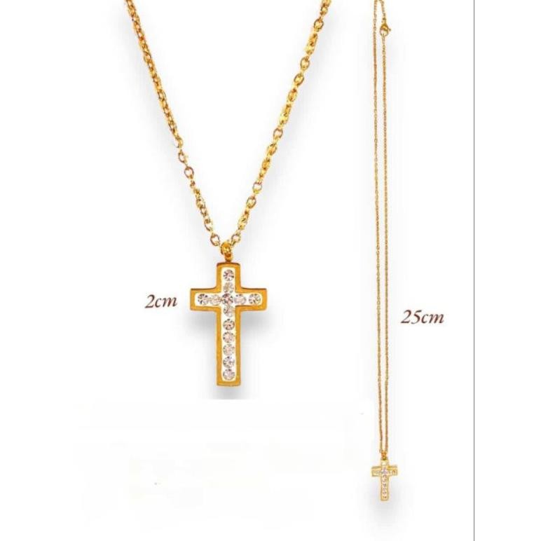 er-6 dw-45 Kalung Salib Segi Mata Titanium 2cm M33/1 - Kalung Salib Titanium - Liontin Salib Titaniu