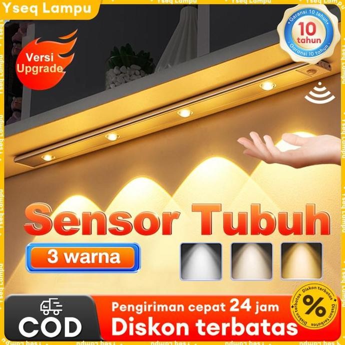 10 Tahun Lampu 3 Warna Lde List Lampu Magnetik Peredupan Sensor Gerak Dipimpin Lampu Kabinet Lampu M