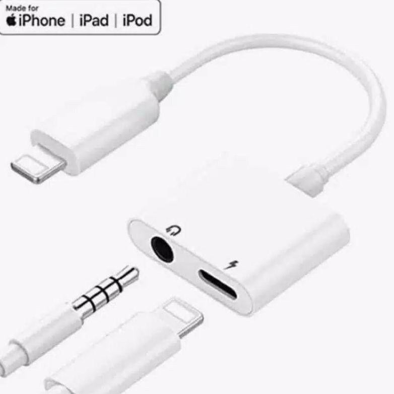 ready stock Splitter Iphone 2 in 1 Lightning Fast Charging Audio Jack Mic Adaptor Splitter Iphone