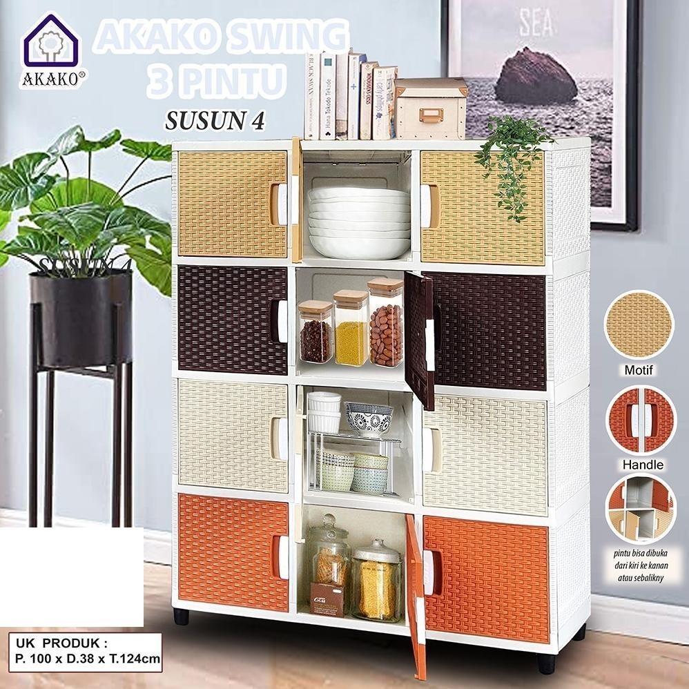LEMARI AKAKO SWING 3 PINTU/AKAKO LEMARI BUFFET SUSUN SERBAGUNA