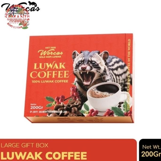 

Grosir Kopi Luwak Wild Parcel Box Worcas 200 Gr Kemasan Premium Large Gift Box Luwak Coffee Original