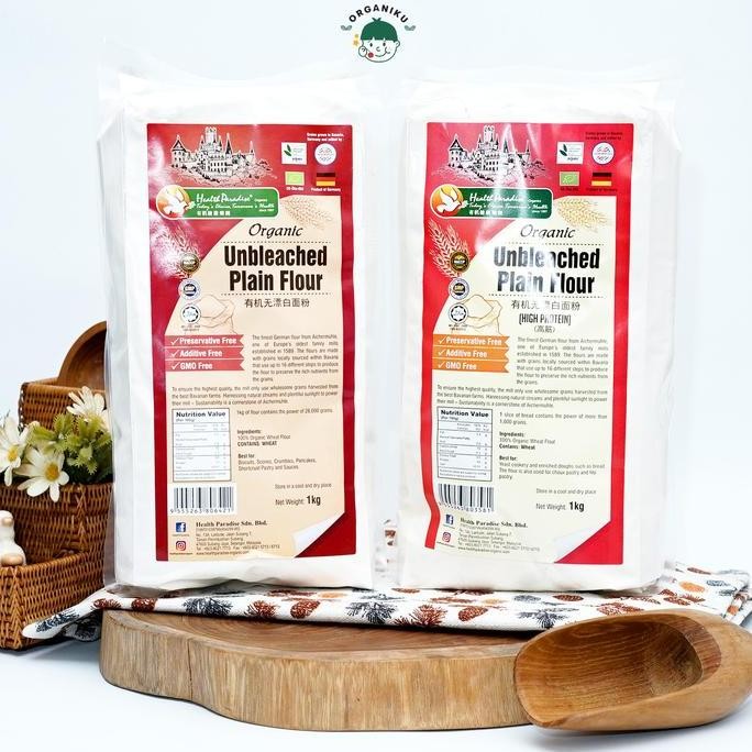 

Sale Health Paradise Organic Unbleached Plain / High Protein Flour 1Kg
