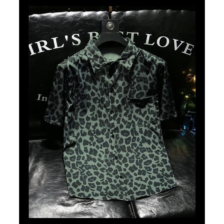 Kemeja Pria Shirt Leopard  / Kemeja Pria Lengan Pendek / Kemeja Leopard Pria / Kemeja Hawai Pria
