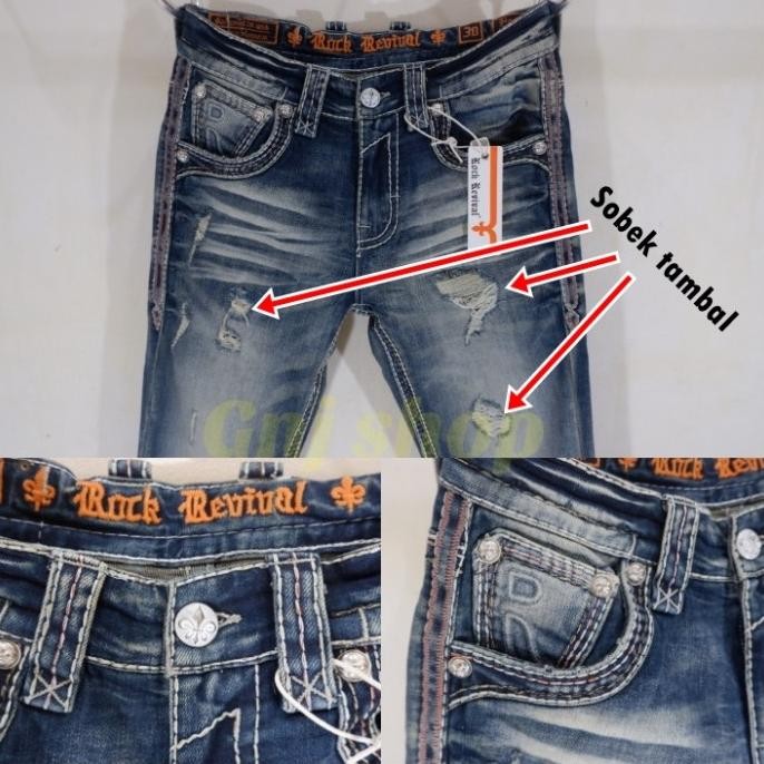 Murah Celana Panjang Jeans Pria Rock Revival Rr Denim Stretch Blue Washed Ripped Import Full Tag