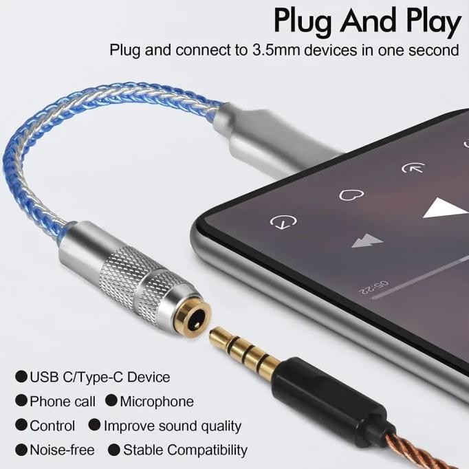 Kabel Digital Audio Converter USB Type C ke 3.5mm Adaptor HIFI DAC CX31993 Chip CX PRO
