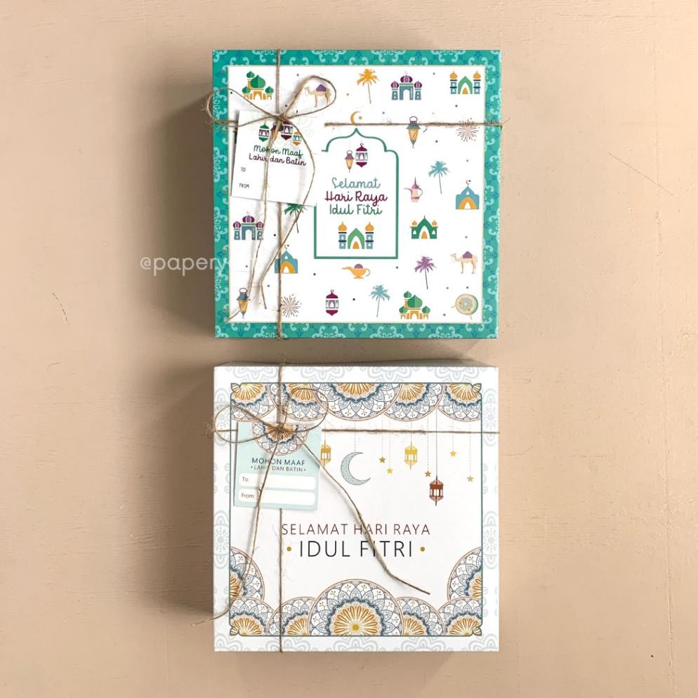 

Box Dus Kotak Packaging Hampers Kue Lebaran - Idul Fitri 22 x 22 x 6cm / 22 x 22 x 8cm - ECO