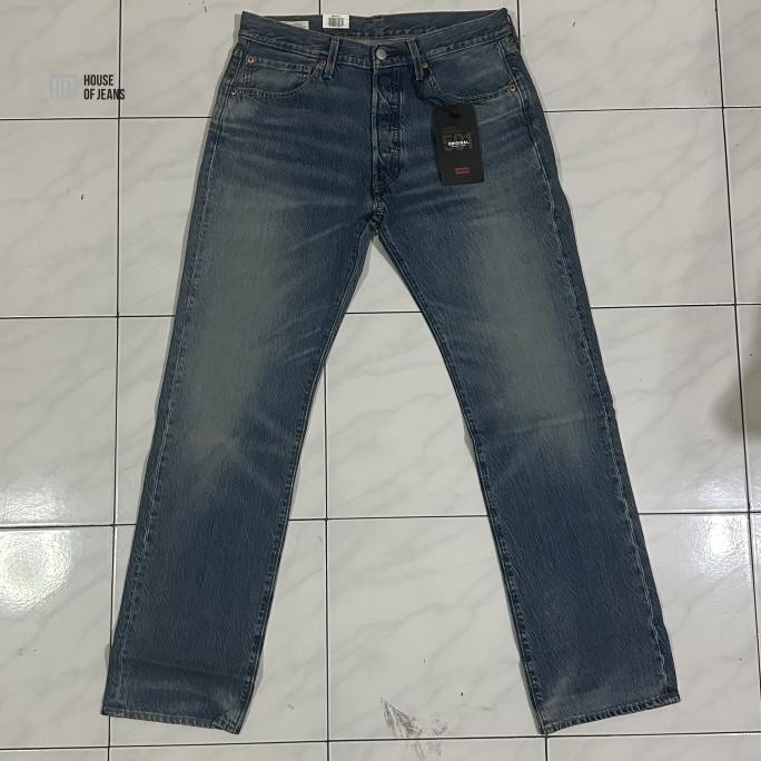 Promo Celana Jeans Pria 501 Original Stretch Midblue Wash 501-2742 Size 32 , 34