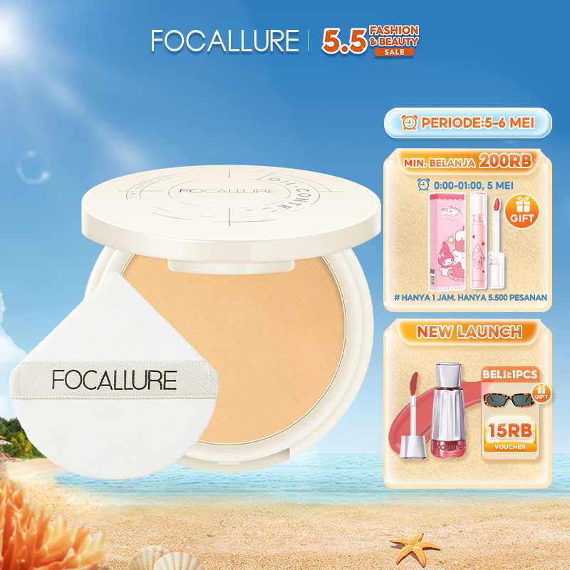 FOCALLURE Natural Oil-control Powder Stay-Matte Bedak Hingga 12 Jam