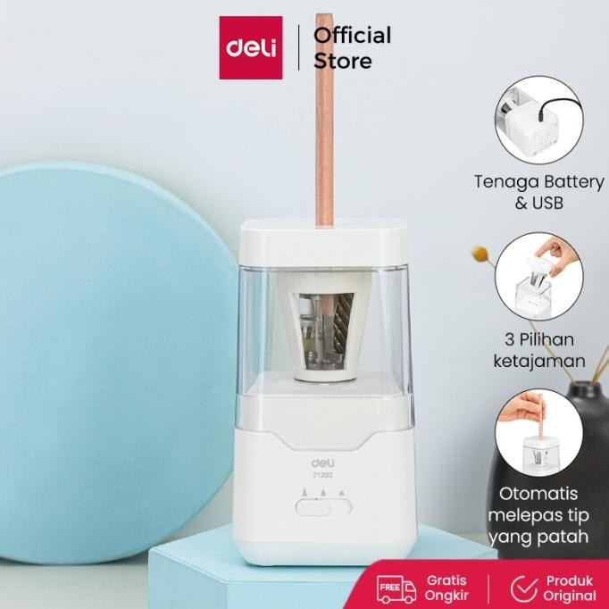 

deli electric pencil sharpener/rautan pensil otomatis autofeed e71202 termurah