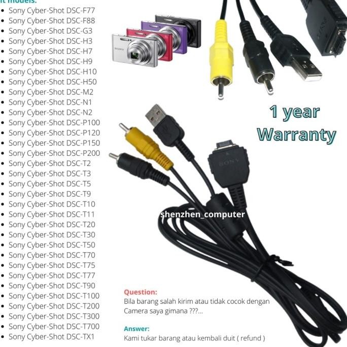 Kabel Cable USB AV Audio Video RCA Digital Camera Sony Cyber-Shot DSC-F77, F88, G3, H3, H7, H9, H10,