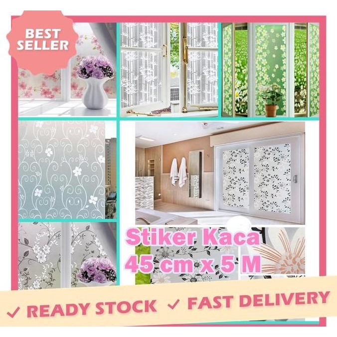 TERBARU GW 5 METER STIKER KACA JENDELA MOTIF ELEGAN 45 CM X 5 METER STIKER