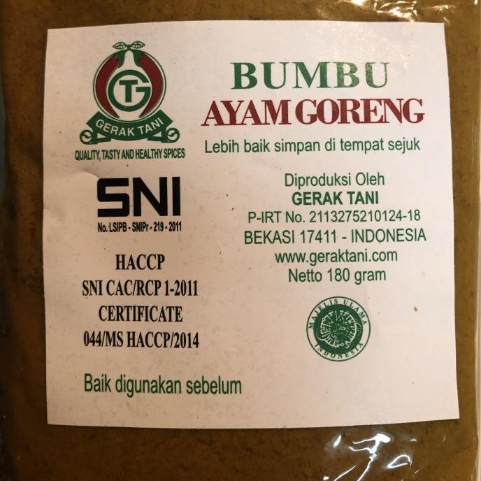 

Bumbu Gerak Tani Ayam Goreng 180gr nUg