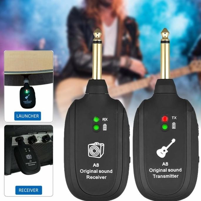 Guitar Wireless System A8 / Kabel Gitar Audio Wireless UHF Transmitter Gitar elektrik