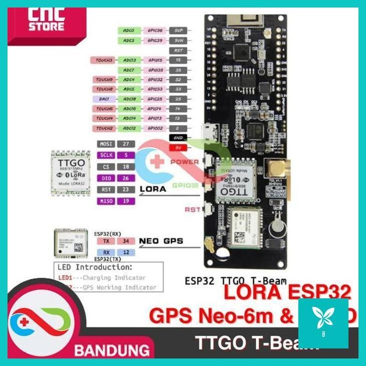 | CNS | LILYGO TTGO T-BEAM LORA ESP32 433MHZ 915MHZ GPS NEO-6M OLED 0.96 INC