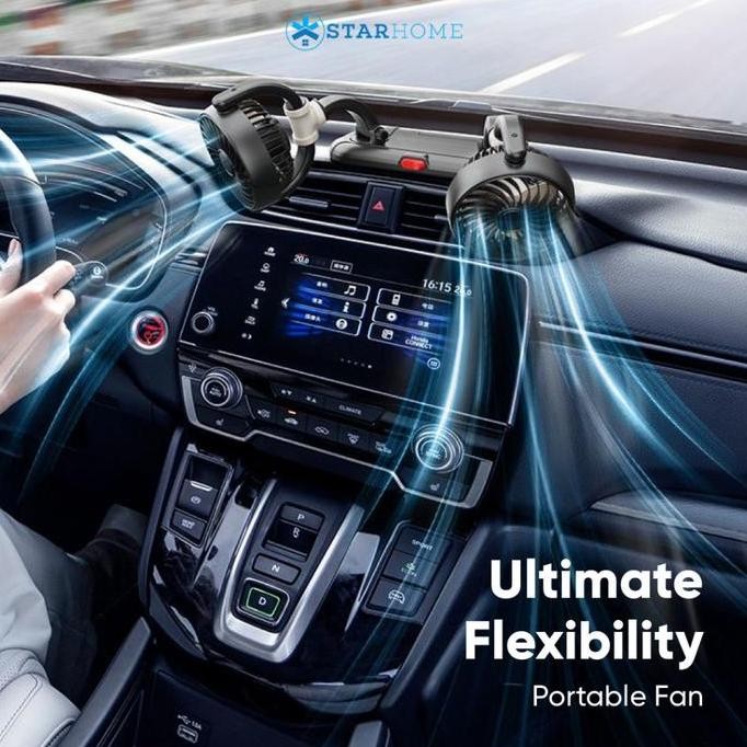 Kipas Angin Mobil 2 Kipas Colokan USB Car Charger DC 12V Double Blower Angin Kencang Suara Senyap Ti