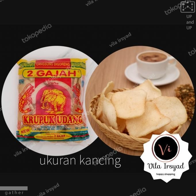 

krupuk udang 2 gajah putra (kancing @250gram) nUg