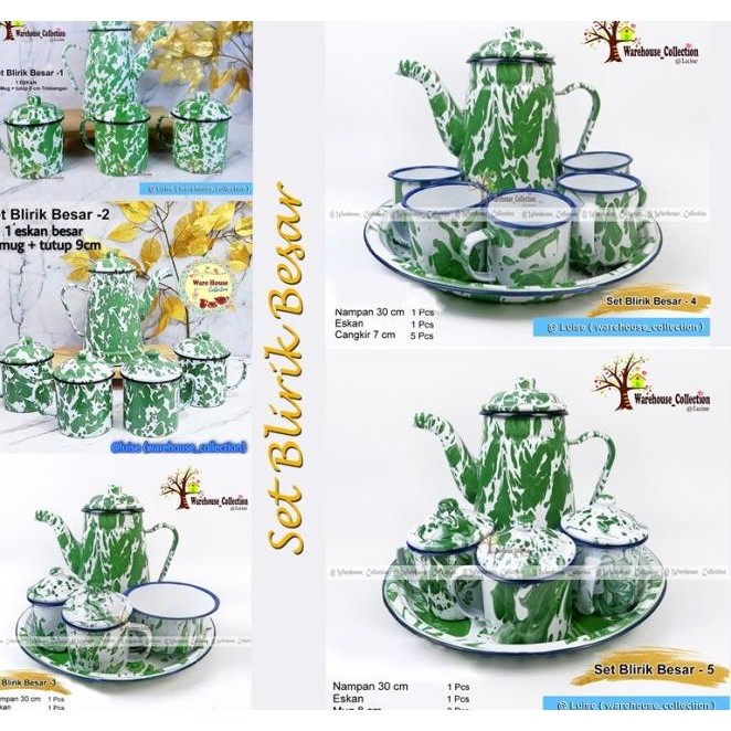 Set Teko Blirik/Set Eskan Blirik/Teko Dan Cangkir Set Jadul/Set Blirik