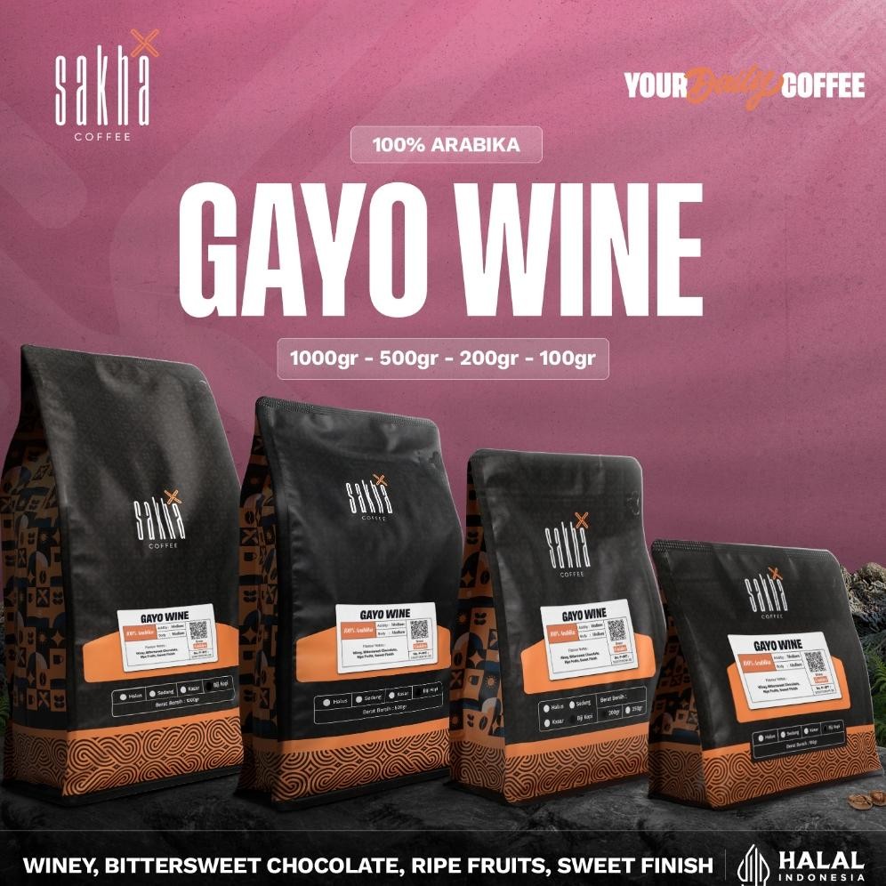 

Biji Kopi Arabika Gayo Wine Arabica Coffee Specialty Roast Beans Bubuk Coffe Bean Sakha Roastery