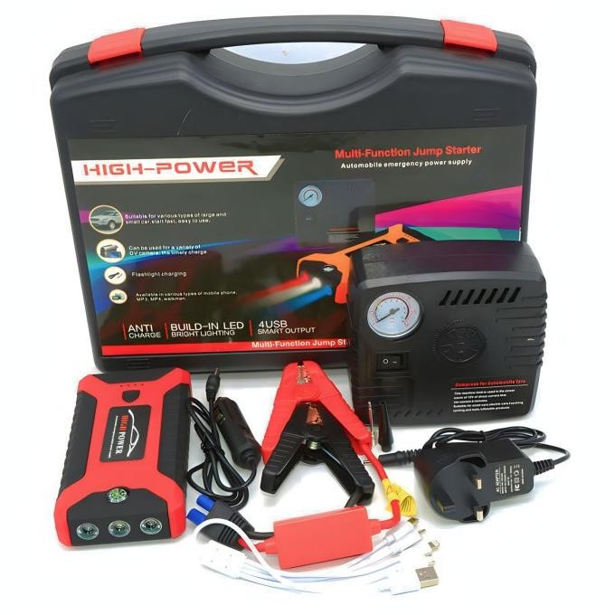 Promo Power Bank Jumper Aki Mobil 10000Mah 12V 600A 4 Port Usb + Pompa Ban