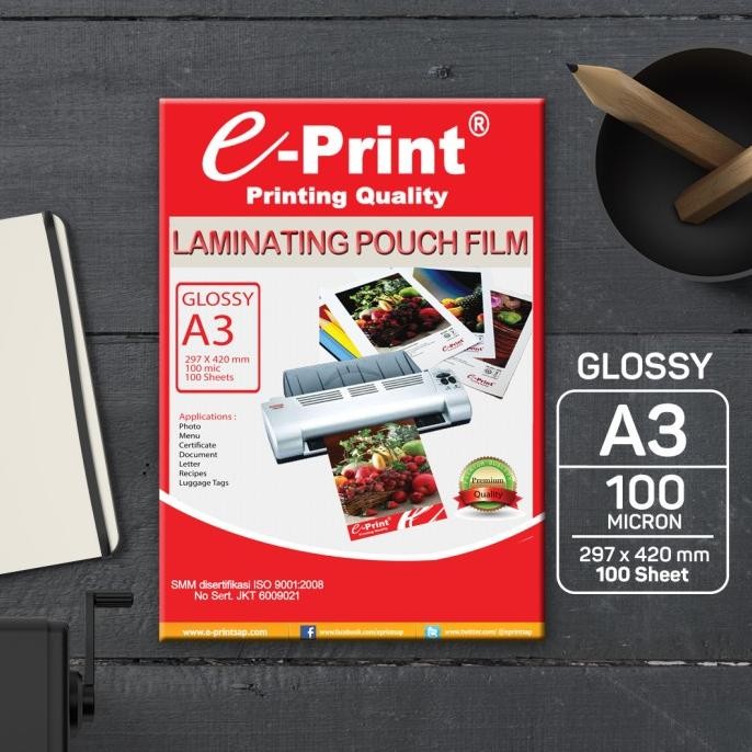 

Kertas / Plastik Laminating Pouch Ukuran A3 100mic 100lembar e-Print