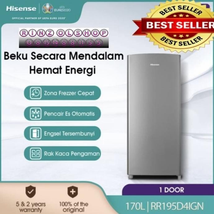KULKAS HISENSE RR195D4IGN 1 PINTU 170L RR 195 D4IGN