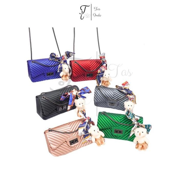 Dearglow- Tas Jelly Salur 22 Rantai Hitam