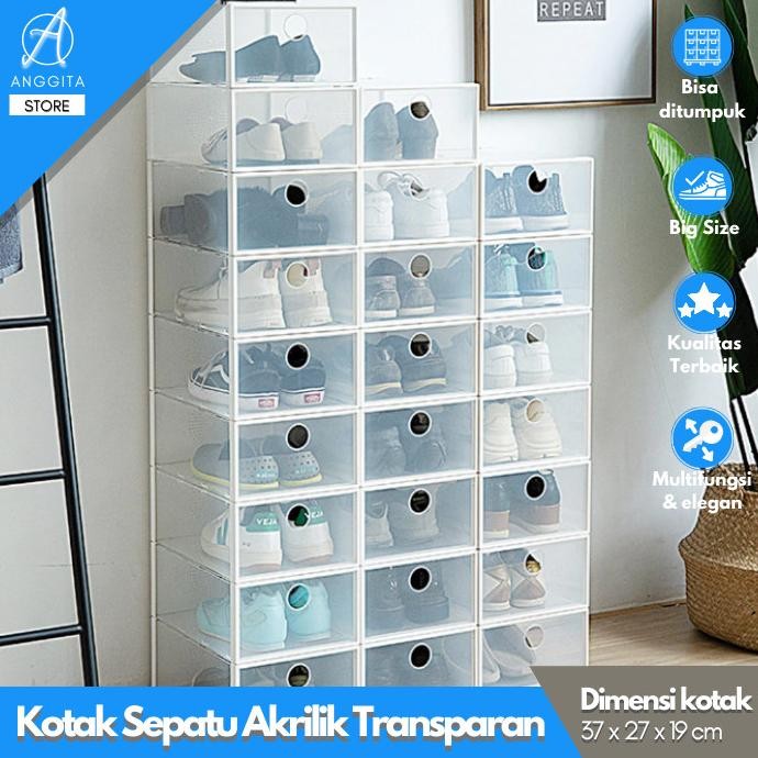 Kotak Sepatu Besar Transparan Akrilik Tebal Box Sneakers Acrylic XL