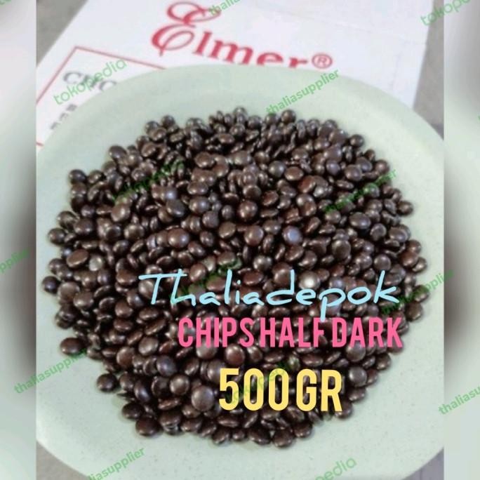 

ELMER CHIPS HALF DARK ECER 500GR, COKLAT CHIPS KILAT TAHAN BAKAR liquid