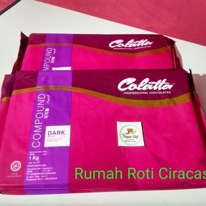 

COLATTA DARK CHOCOLATE 1KG COMPOUND COKLAT BATANG CHOCO BK ELMER TULIP liquid