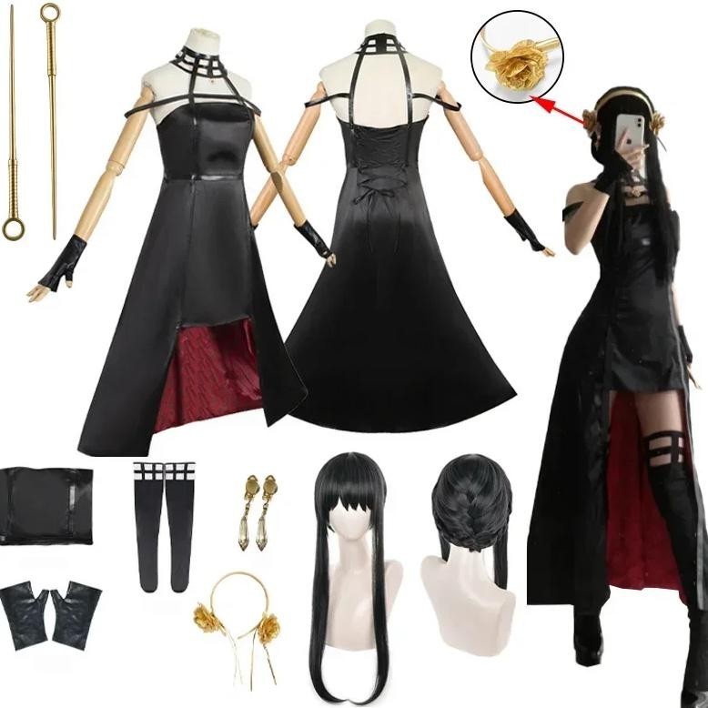 Yor Forger Cosplay Anime Spy X Family Cosplay Costume Yor Forger Wig Black Dress Outfit Cosplay Cost