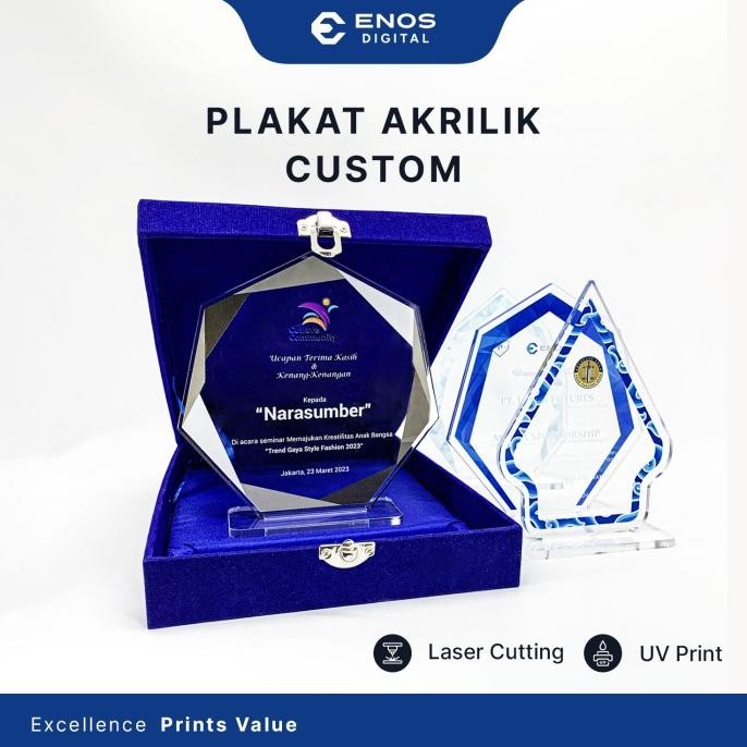 TERSEDIA Plakat Custom Piagam Tropy Piala Vandel Plakat Akrilik