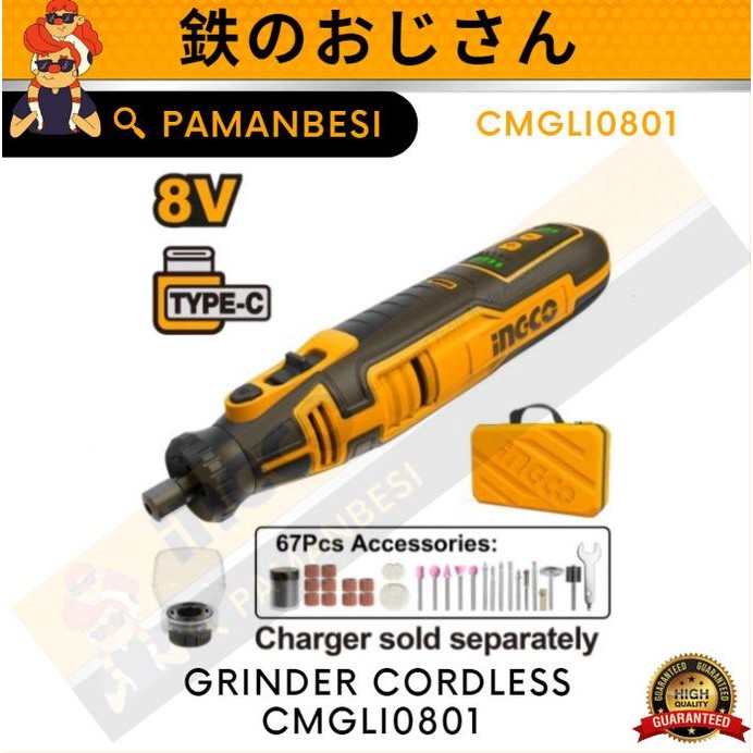 INGCO CMGLI0801 MINI DIE GRINDER 8V Li-Ion CORDLESS GRINDER 8V
