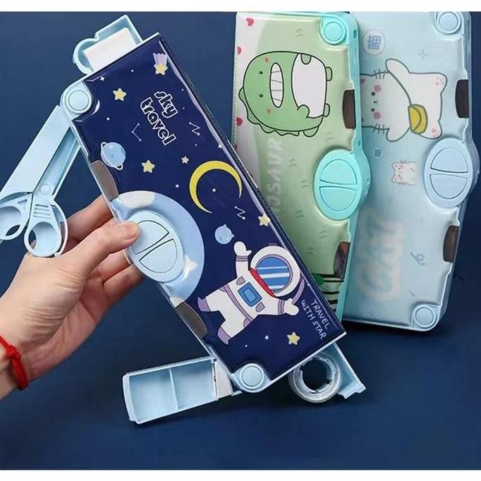 

Aimilo Kotak Pensil Multifungsi Lengkap Peruncing Gunting Penggaris - ASTRONOT BIRU Stationery Alat Tulis liquid