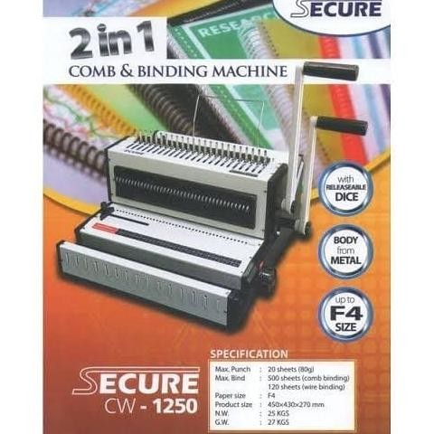 Mesin Jilid SECURE CW1250 - Alat Jilid F4 Spiral Kawat dan Plastik