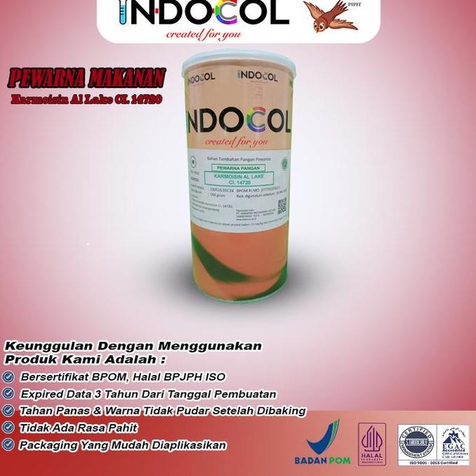 

Ready Pewarna Makanan INDOCOL LAKE KARMOISIN CI.14720 (RC) (OIL BASED)