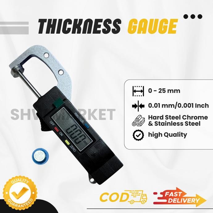 Digital Thickness Gauge Micrometer 0.001mm Digital Meter 0-25mm - 506