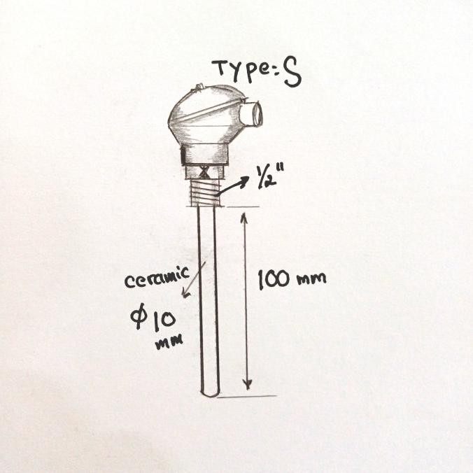 Thermocouple Type S Dia 10 X 100 Mm . New Stok