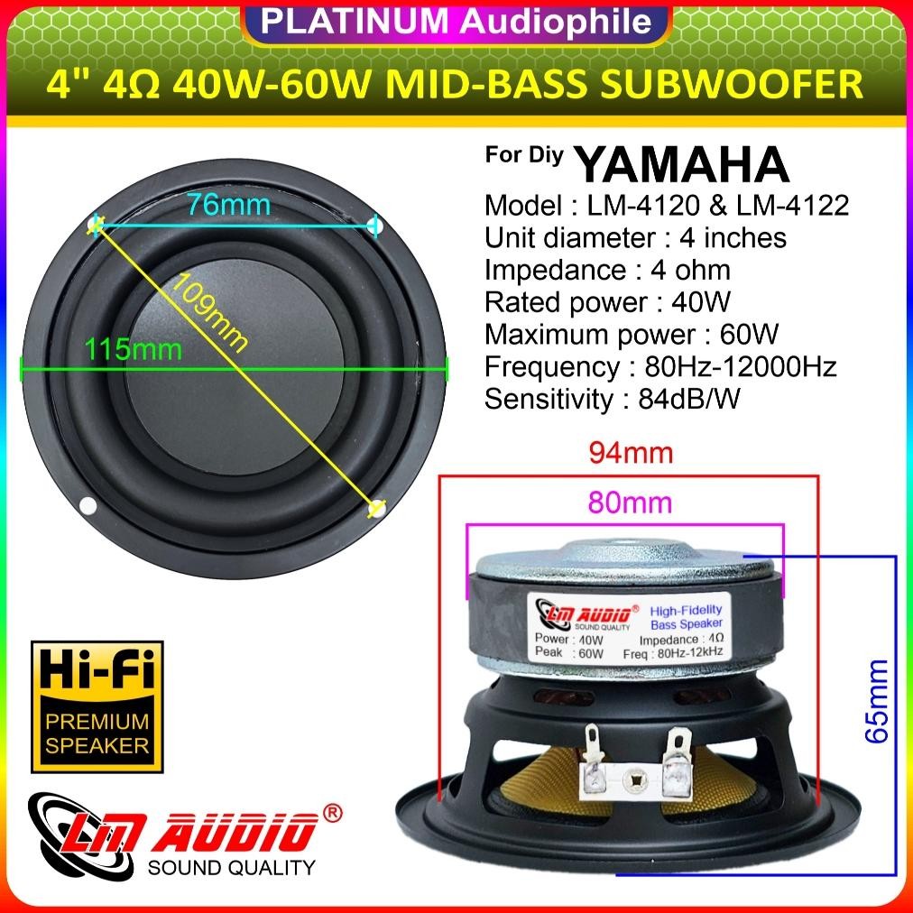 JH8 Speaker 4" inch Mid-Bass Subwoofer 40W-60W 4 ohm For DIY YAMAHA Speker LM-4120 4122